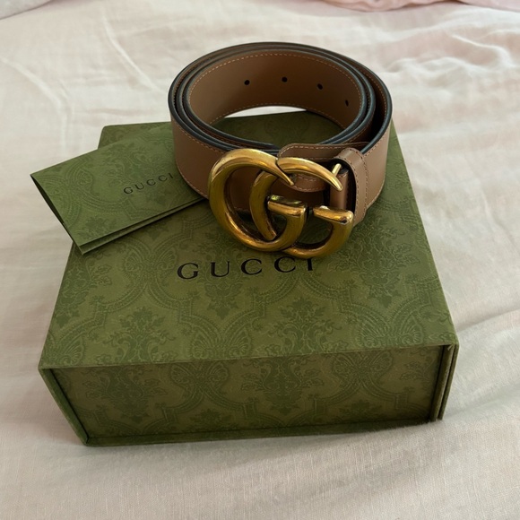 Gucci Marmont Logo Belt Natural Tan Size 90 - Picture 1 of 4